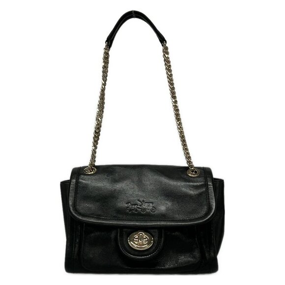 Auth COACH Ranger Flap Crossbody 33566 Black Leather - Shoulder Bag - Picture 1 of 16